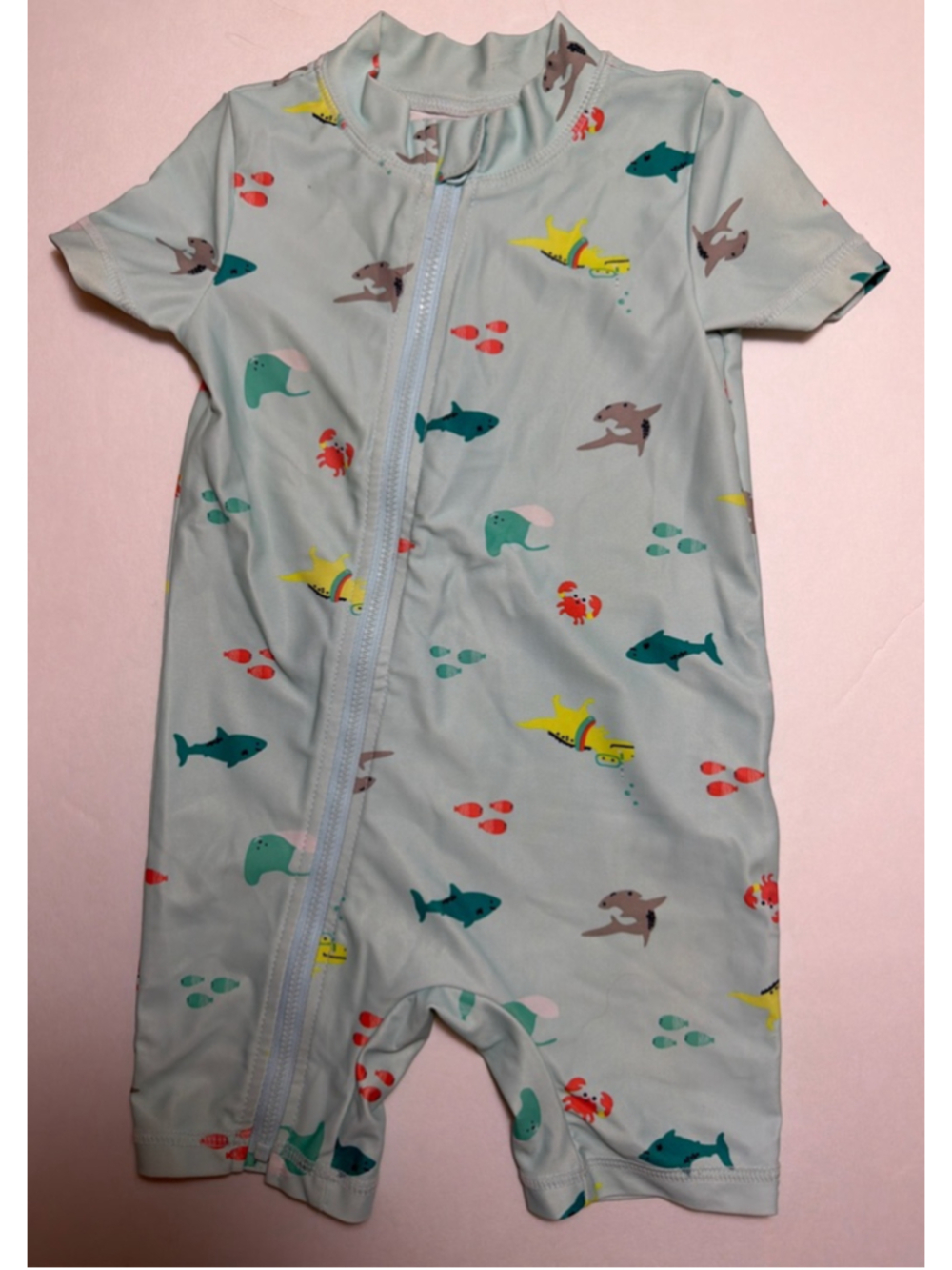 Baby Carter's Rashguard One Piece Swimsuit 18 Months Sharks Sea Life Full Zip